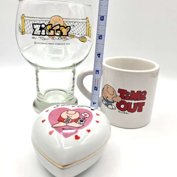 Vintage ZIGGY BY TOM WILSON COLLECTION of Coffee cup ~ Tennis Glass ~Trinket Box - Picture 12 of 14